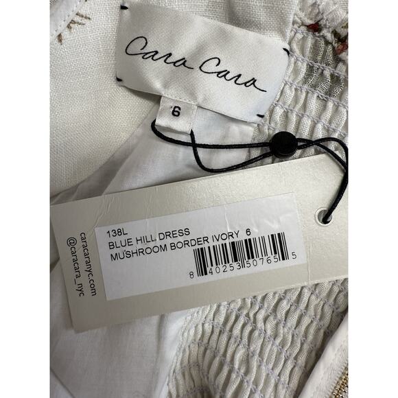 NWT Cara Cara Bluehill Fairytail Mushrooms Border sz 6 Cottagecore Midi Linen - Picture 12 of 13